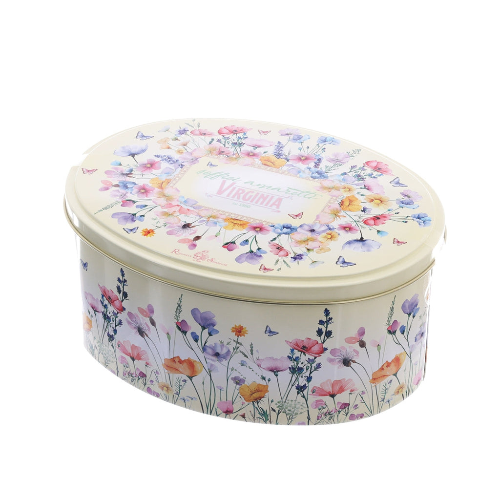 VIRGINIA 軟心杏仁餅 - 花朵橢圓金屬罐  (220g)
